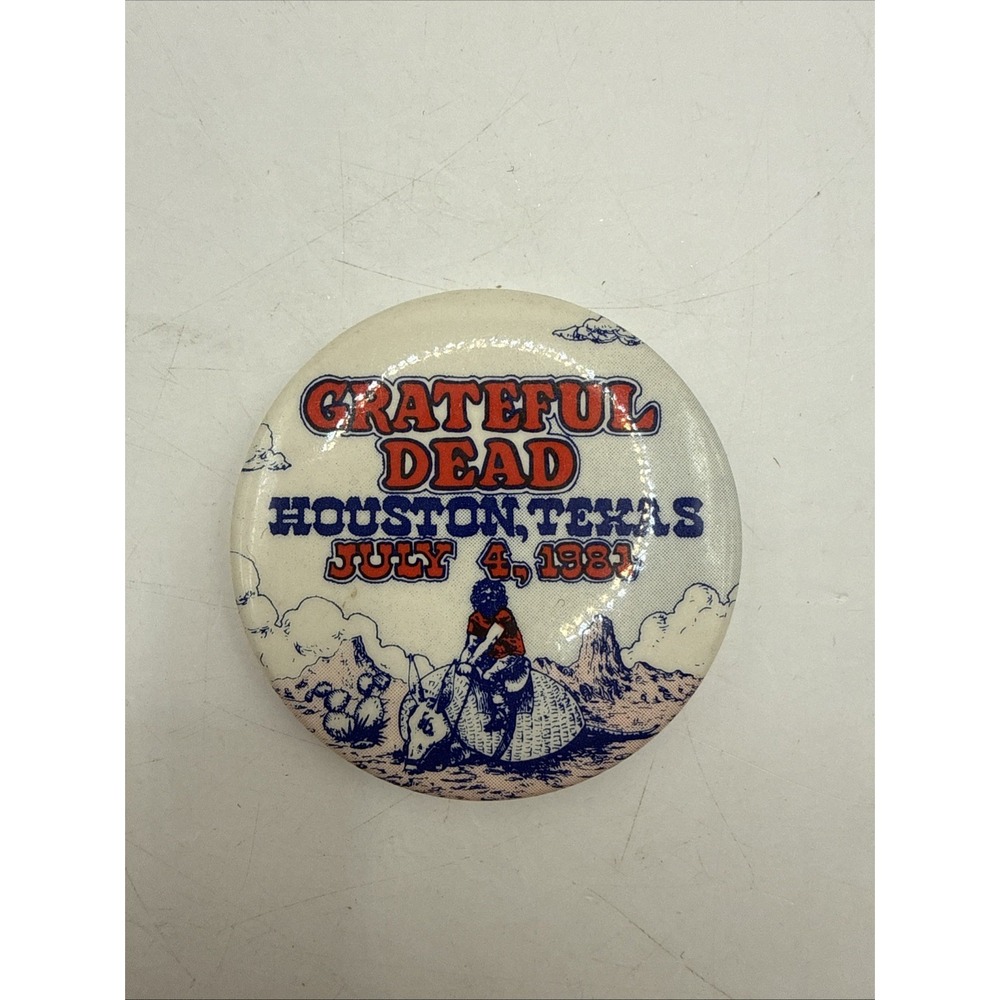 Grateful Dead July 4, 1981 Concert Pinback - Houston, Texas - Vintage - 2 Inch